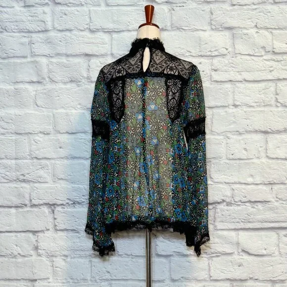 Anna Sui Black Floral Lace Top - Picture 2 of 7
